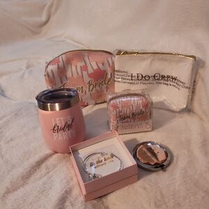 Team Bride Pink and Gold Bridal Party Set